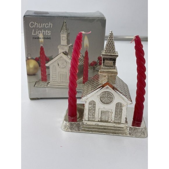 WM A Rogers Church Lights Silver plate‎ Candle Holder - Picture 1 of 4